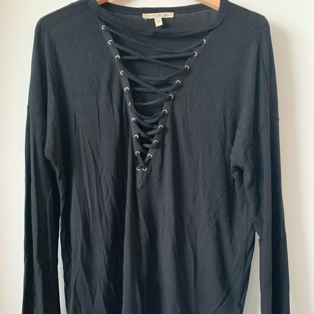 Express Lace front long sleeve tee